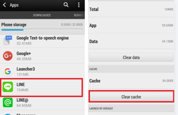 clear line cache in settings