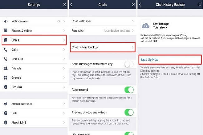 how to backup line chat history to icloud