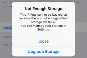 backup failed not enough space