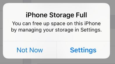 phone storage full notification