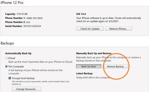 restore itunes backup to iphone