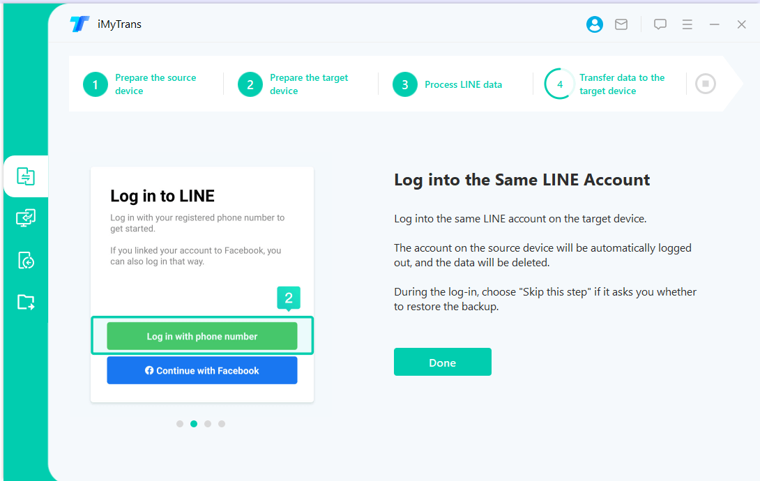 log in to the same line account