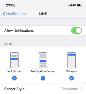 turn on line notification on iphone