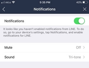 turn on notification on line on iphone