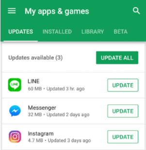 update line in play store