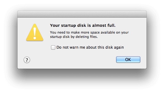 your disk space is almost full mac