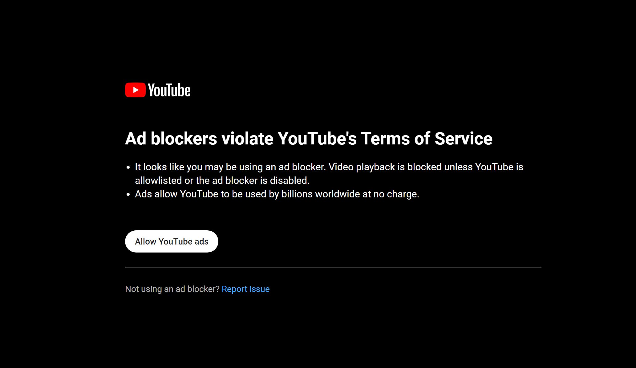 ad blockers violate youtube's terms of service no adblocker