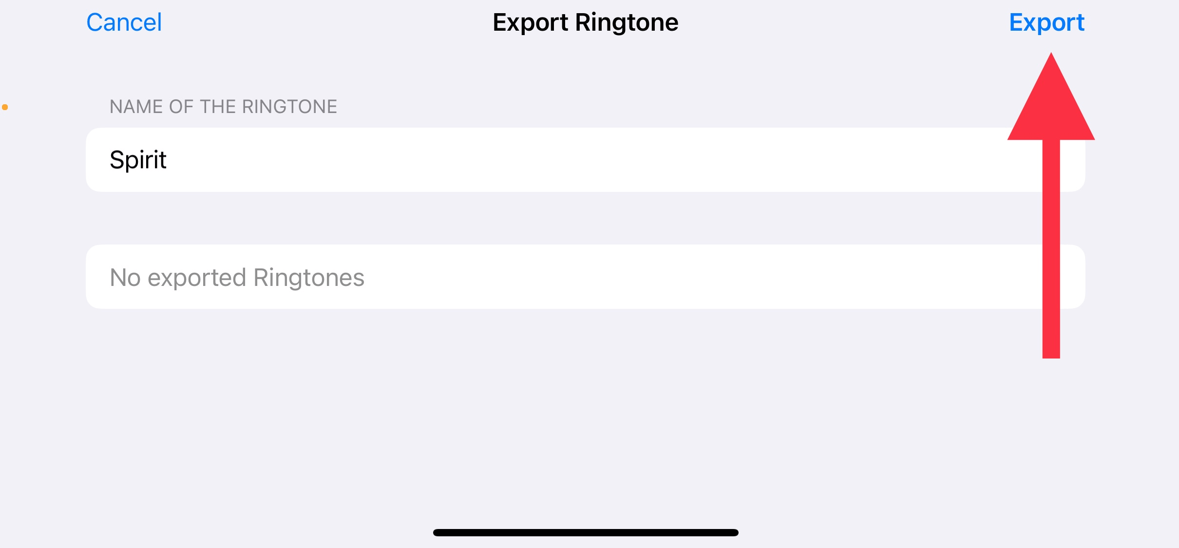 name the ringtone and export it