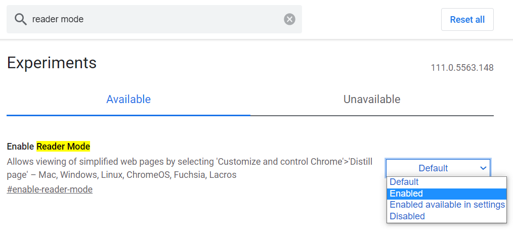 open chrome distill page feature