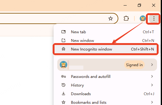 open incognito window