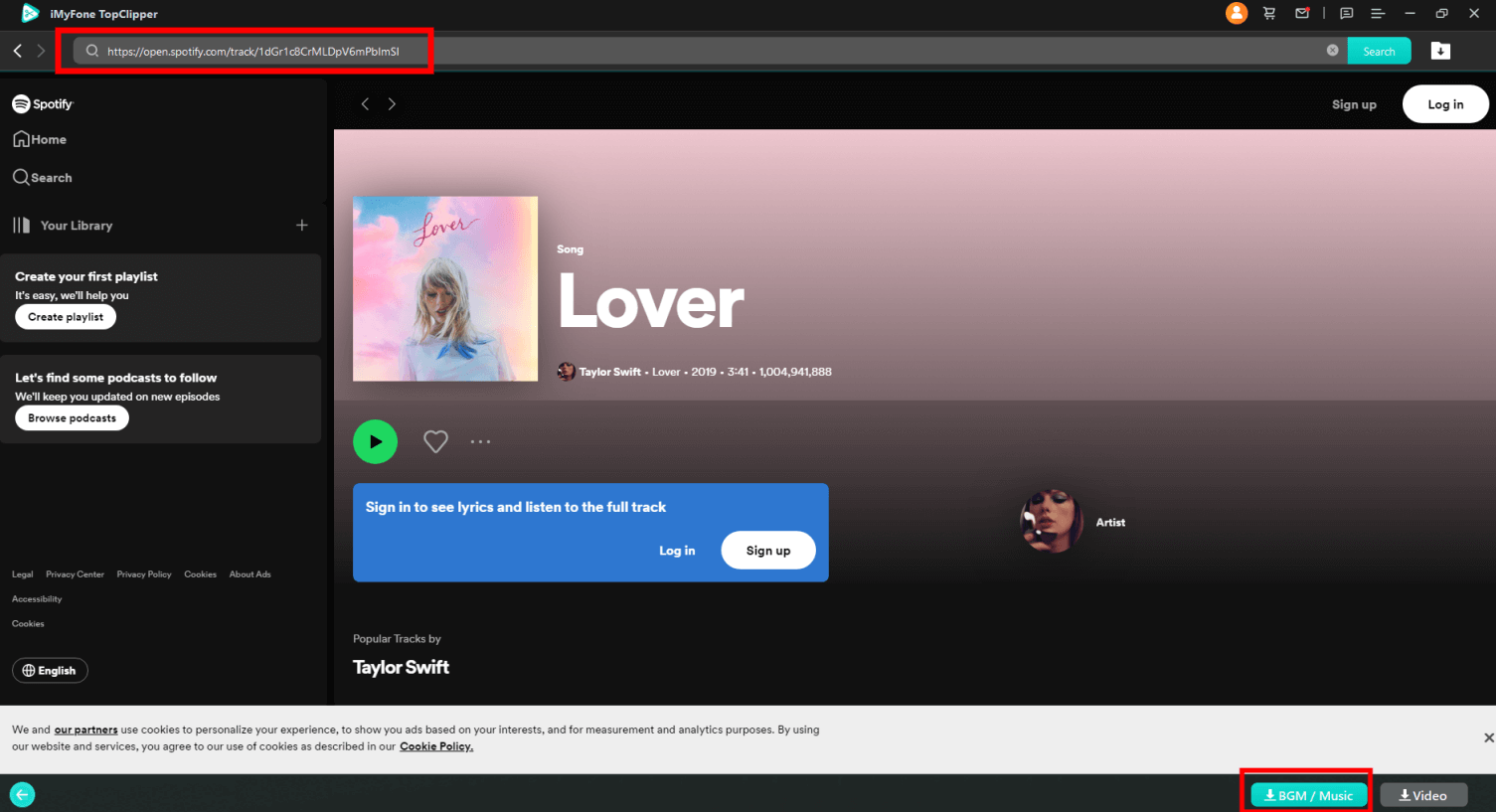 paste url spotify and search