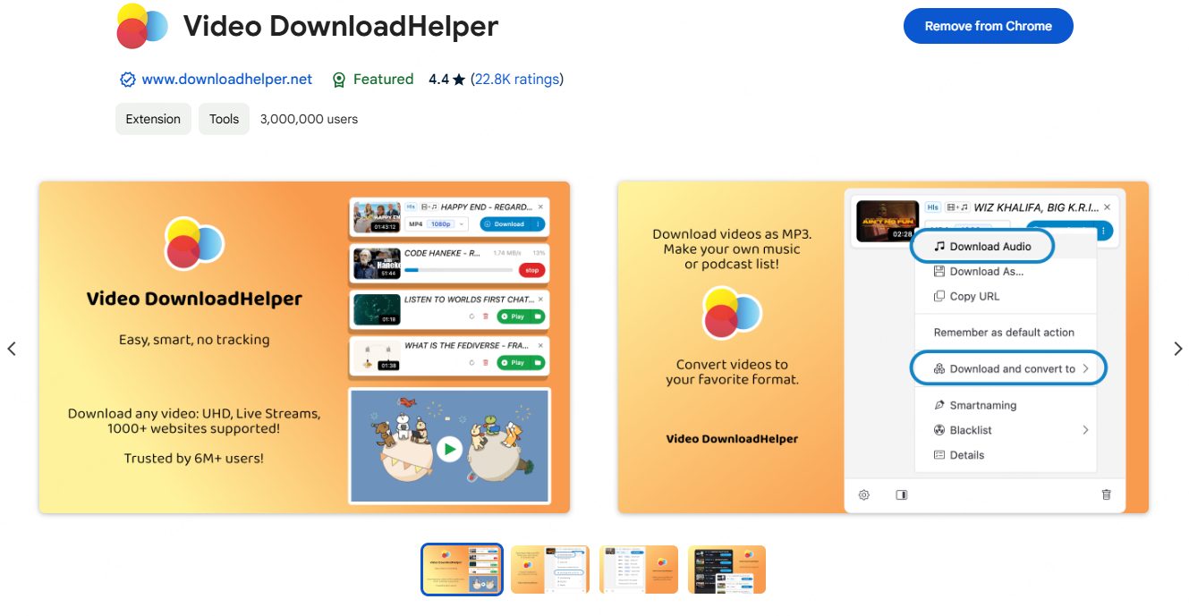 video downloaderhelper youtube downloader extension