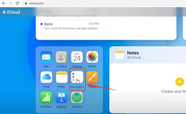 access reminders via icloud