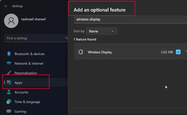 add an optional feature