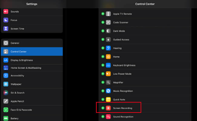 add screen recording to control center