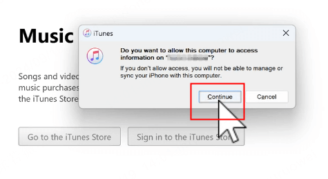 allow itunes access iphone