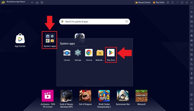 bluestacks goolge play store