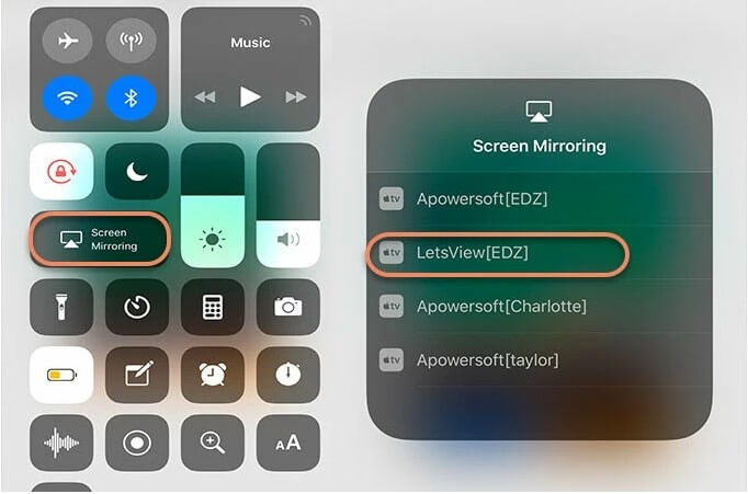 choose device to screen mirror