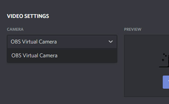 choose obs virtual camera