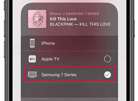 choose samsung tv from the list