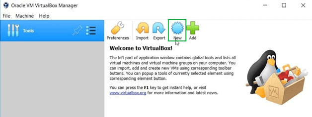 click virtualbox new