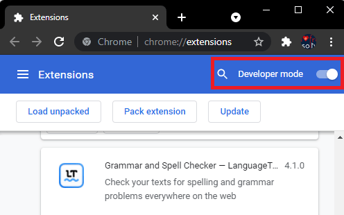 developer mode chrome