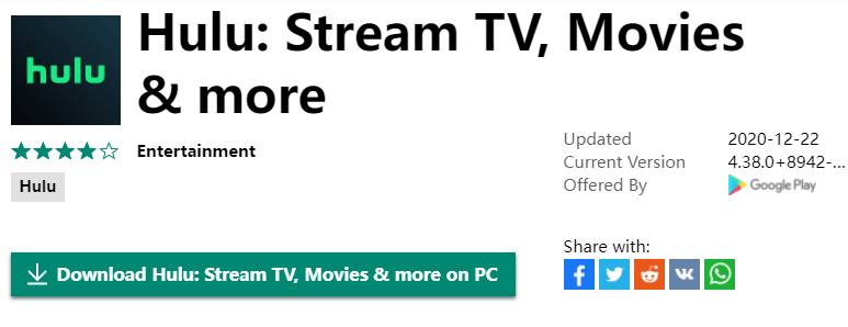 download hulu app for microsoft
