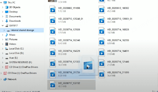 drag videos to pc