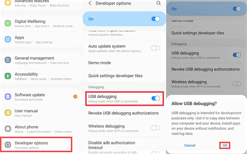 enabling usb debugging