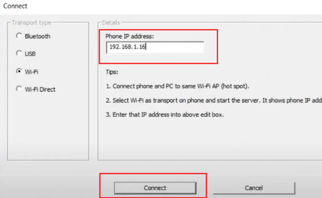 enter your phone ip address