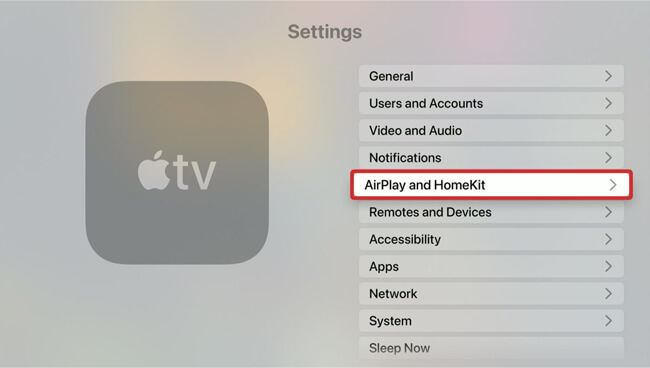 go to airplay and homekit