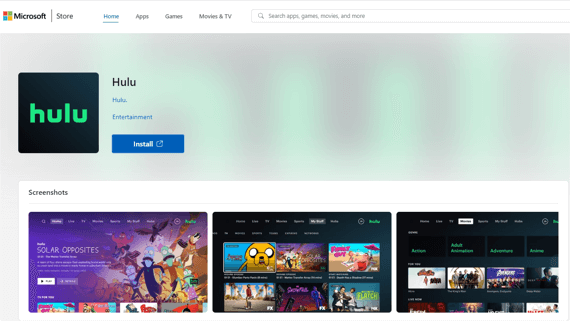 download hulu in microsoft store