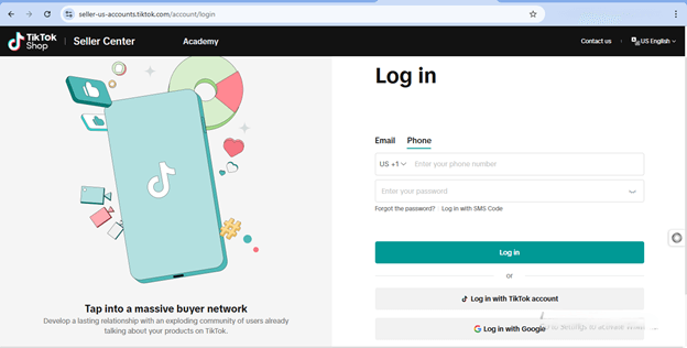 login tiktok seller control