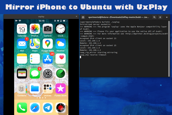 mirror iphone to ubuntu using uxplay