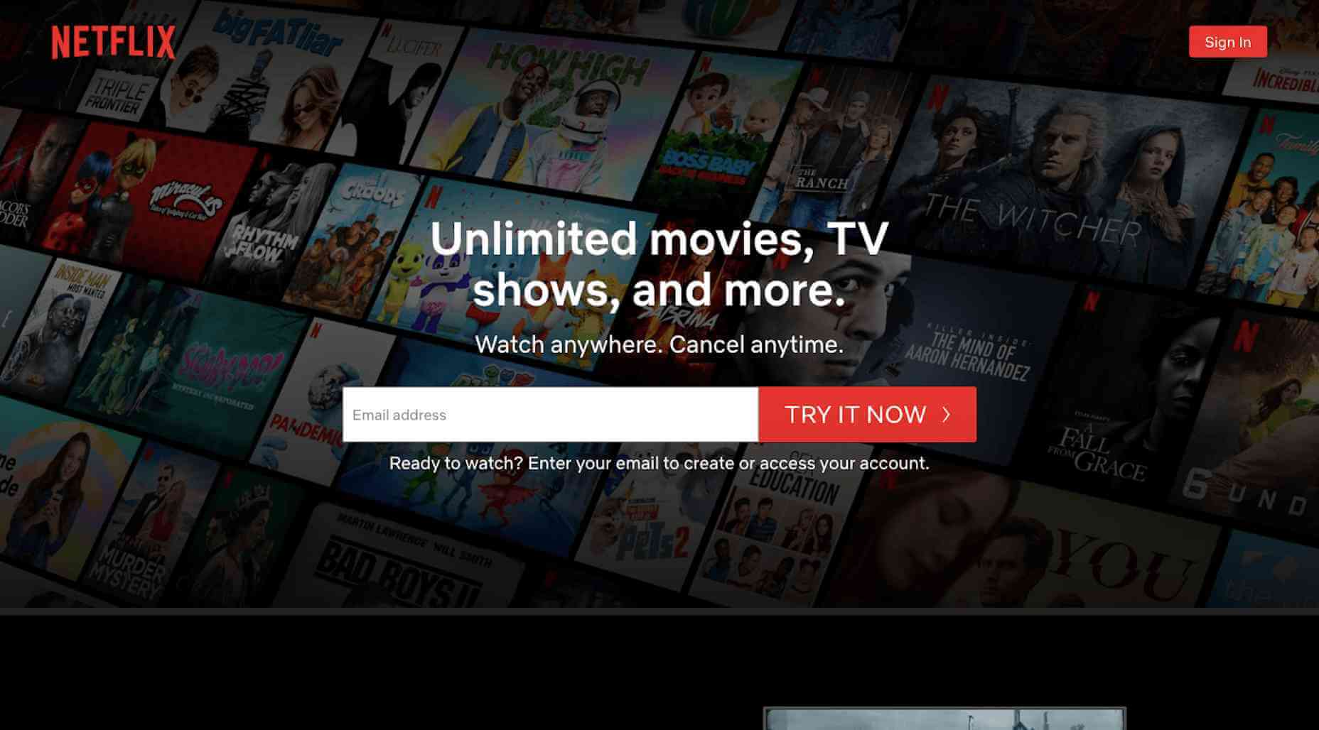 netflix website homepage