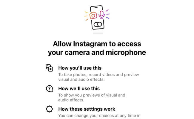 open camera on instagram