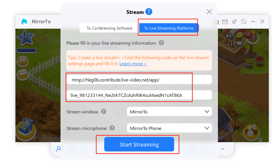 paste stream url key