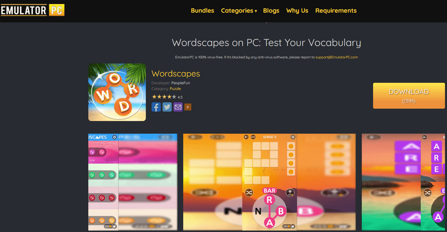 play wordscapes with emulatorpc