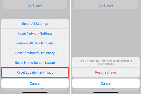 reset location privacy