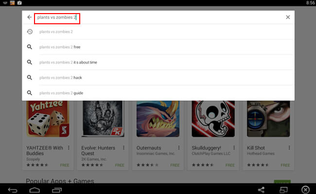 search plant zombie 2 in bluestacks