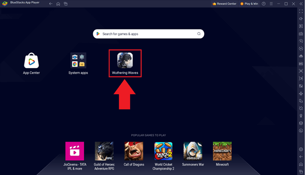 search wuthering waves on bluestacks