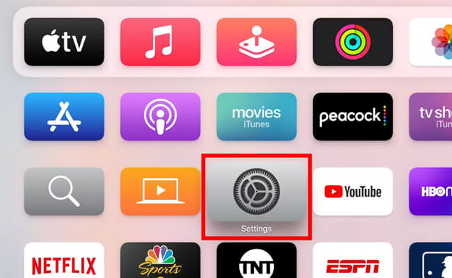 select apple tv settings app