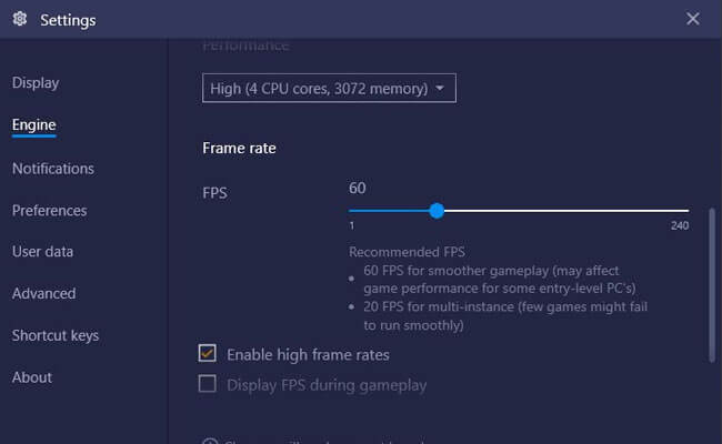 select lowest frame rate