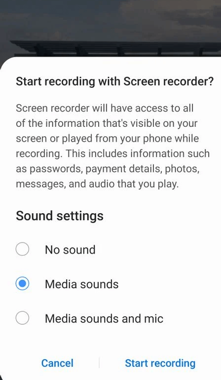 select the sound you want to record