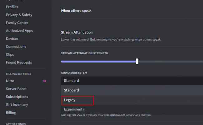 set legacy audio subsystem