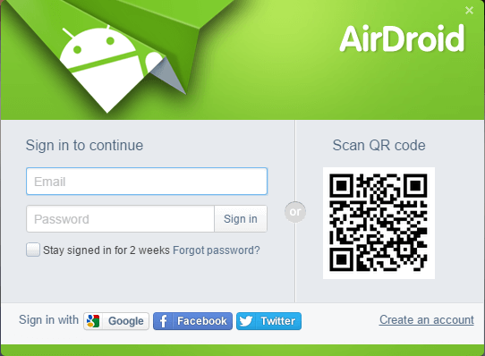 sign in airdroid