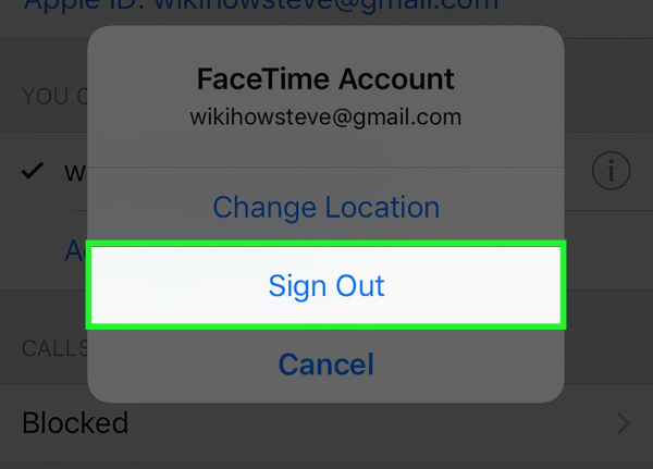 sign out facetime