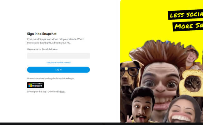 snapchat for web