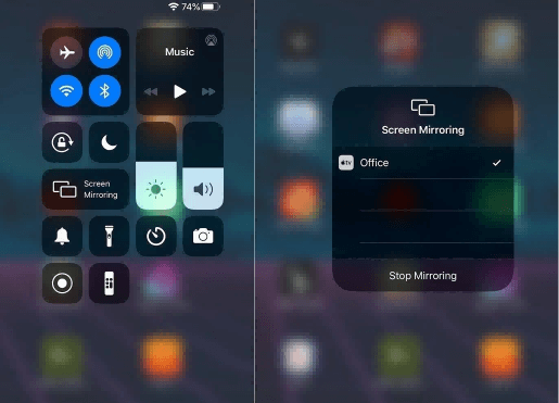 tap on screen mirroring option