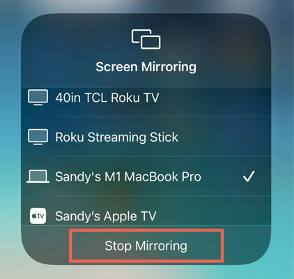 tap stop mirroring